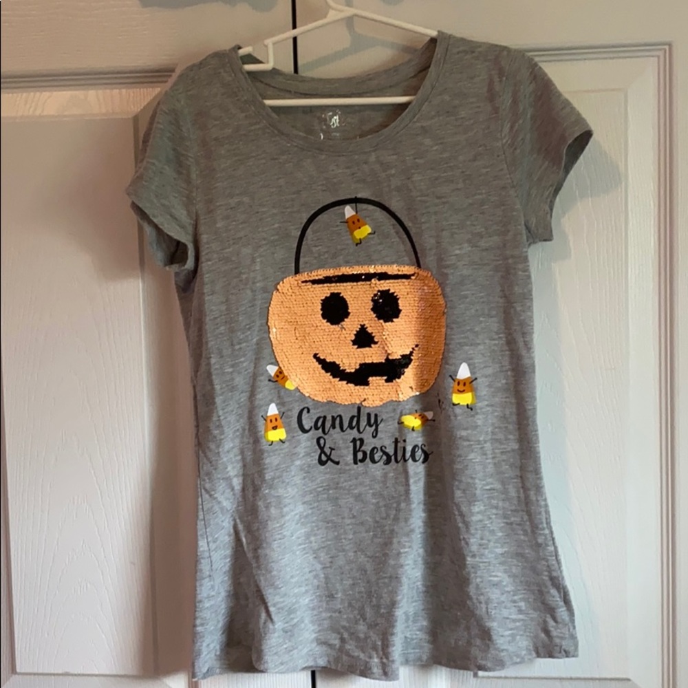 Justice Size 10 flip sequin Halloween shirt